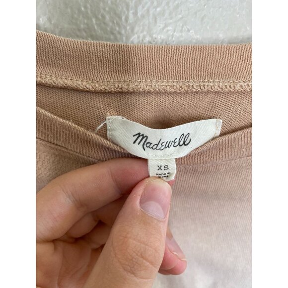 Madewell Womens‎ Beige White T-Shirt XS Ombre Cotton Short-Sleeve Crewneck - Picture 3 of 6